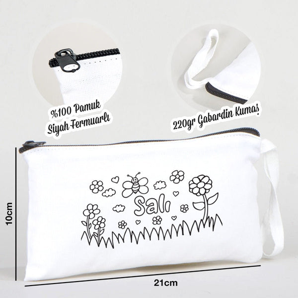 Paintable Pencil Case with Tuesday Design – 8" × 4" - 6 oz - Pamusan.com