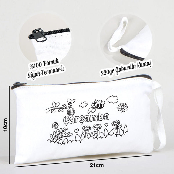 Paintable Pencil Case with Wednesday Design – 8" × 4" - 6 oz - Pamusan.com