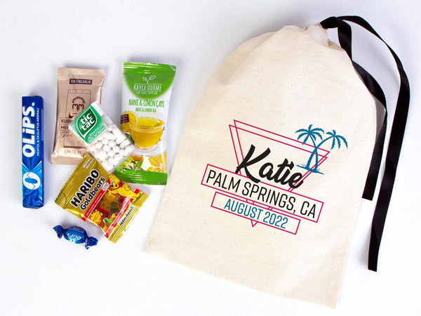 Hangover bags with Black Ribbon - Wedding Recovery Kit Party Bachelorette Birthday Party — custom print | Pamusan