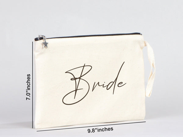 Personalised Bride clutch bag - 10"W x 7"H (25 cm x 18 cm) Custom Cotton Clutch Bags - Bride gift - Bride Wedding Eco friendly Clutch bag - Pamusan.com