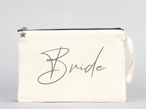 Personalised Bride clutch bag - 10"W x 7"H (25 cm x 18 cm) Custom Cotton Clutch Bags - Bride gift - Bride Wedding Eco friendly Clutch bag - Pamusan.com