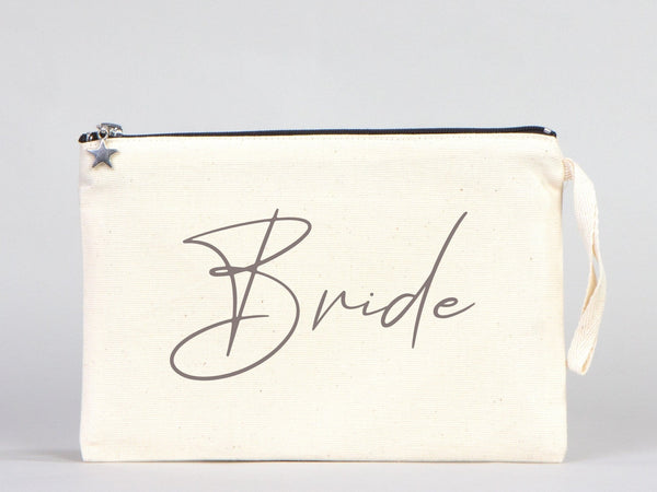 Personalised Bride clutch bag - 10"W x 7"H (25 cm x 18 cm) Custom Cotton Clutch Bags - Bride gift - Bride Wedding Eco friendly Clutch bag - Pamusan.com
