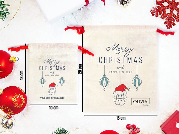 Personalised Christmas Gift Bags, Happy New Year Bags, Colorful Drawstring Pouch Bags, Eco - Friendly and Festive New Year Bag - Pamusan.com