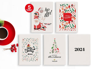 Personalised Christmas Notebooks 5.5"W x 8"H (14x20 cm) , Ho Ho Ho, Christmas Gift , Custom Notepads, Notebook Christmas Gift, Custom Logo Print - Pamusan.com
