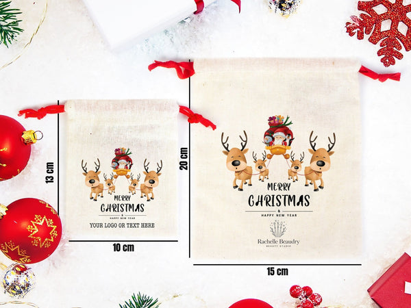 Personalised Santa Pouch Bags , Colorful Drawstring Rope, Personalized Cotton Bags For You, Custom Christmas Gift, Christmas - Pamusan.com