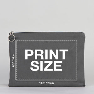 Personalized Anthracite Cotton Clutch Pouch – 12" × 8" (30 × 21 cm) – 10 oz Fabric - Pamusan.com