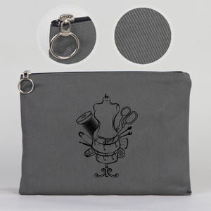 Personalized Anthracite Cotton Clutch Pouch – 12" × 8" (30 × 21 cm) – 10 oz Fabric - Pamusan.com