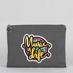 Personalized Anthracite Cotton Clutch Pouch – 12" × 8" (30 × 21 cm) – 10 oz Fabric - Pamusan.com