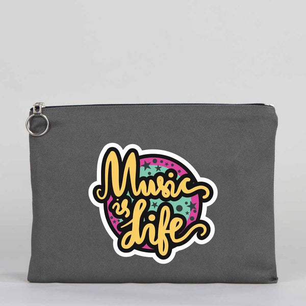 Personalized Anthracite Cotton Clutch Pouch – 12" × 8" (30 × 21 cm) – 10 oz Fabric - Pamusan.com
