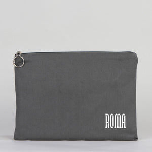 Personalized Anthracite Cotton Clutch Pouch – 12" × 8" (30 × 21 cm) – 10 oz Fabric - Pamusan.com