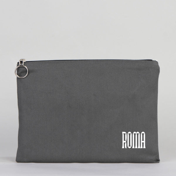 Personalized Anthracite Cotton Clutch Pouch – 12" × 8" (30 × 21 cm) – 10 oz Fabric - Pamusan.com
