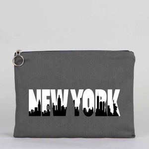 Personalized Anthracite Cotton Clutch Pouch – 12" × 8" (30 × 21 cm) – 10 oz Fabric - Pamusan.com