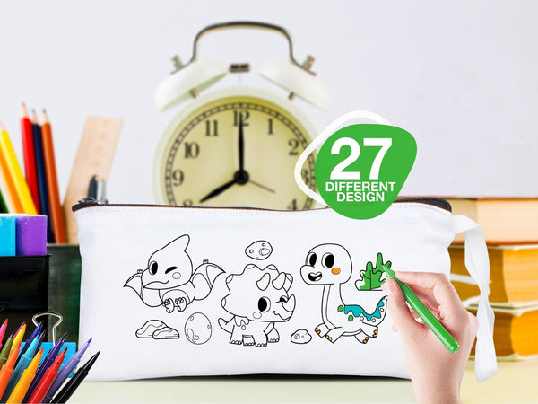 Personalized Birthday Gift for Kids, 8"W x 4 H" (21 cm x 10 cm) Pencil Bags, Zippered Case, Color Your Own Bag, Back To School Gifts, Pouch Zipper Bag - Pamusan.com