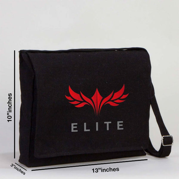 Personalized Black Canvas Messenger Bag - Pamusan.com