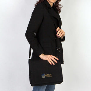 Personalized Black Canvas Messenger Bag - Pamusan.com