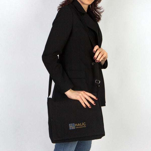 Personalized Black Canvas Messenger Bag - Pamusan.com