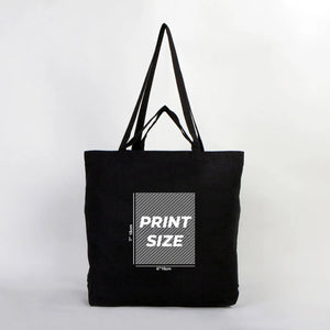 Personalized Black Cotton Shopping Tote Bag – 19" × 16" × 4" (48 × 41 × 10 cm) – 4 oz - Pamusan.com