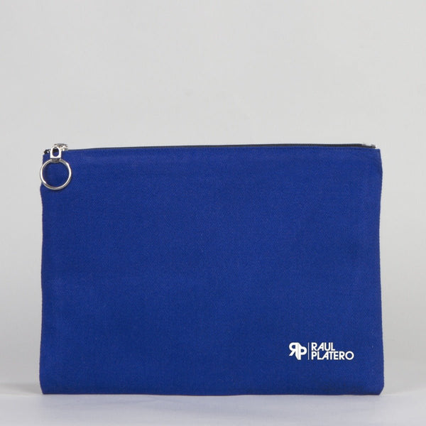 Personalized Blue Cotton Clutch Pouch – 12" × 8" (30 × 21 cm) – 10 oz Fabric - Pamusan.com