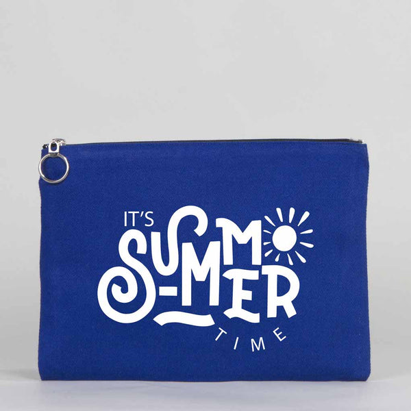 Personalized Blue Cotton Clutch Pouch – 12" × 8" (30 × 21 cm) – 10 oz Fabric - Pamusan.com