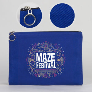 Personalized Blue Cotton Clutch Pouch – 12" × 8" (30 × 21 cm) – 10 oz Fabric - Pamusan.com