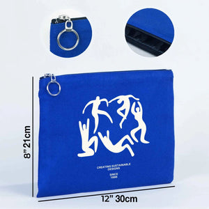 Personalized Blue Cotton Clutch Pouch – 12" × 8" (30 × 21 cm) – 10 oz Fabric - Pamusan.com