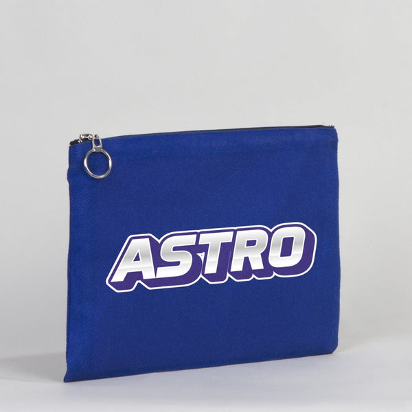 Personalized Blue Cotton Clutch Pouch – 12" × 8" (30 × 21 cm) – 10 oz Fabric - Pamusan.com