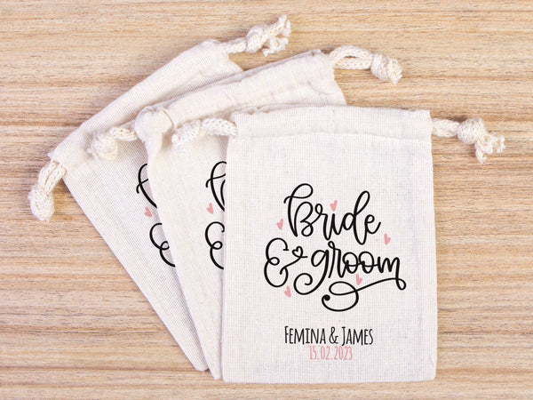 Personalized Bride & Groom Bags – Custom Wedding Party Tote with Name or Design – Bachelorette & Bridal Party Gift Bag - Pamusan.com