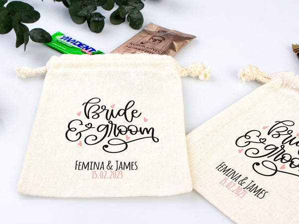 Personalized Bride & Groom Bags – Custom Wedding Party Tote with Name or Design – Bachelorette & Bridal Party Gift Bag - Pamusan.com