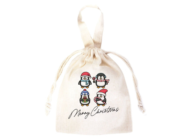 Personalized Christmas Gift Bags, 27 Design, Holiday Party Favors, Personalized 6"W x 8"H (15.5cm x 20 cm) Cotton Bags , Muslin Bags, Gift Bags - Pamusan.com