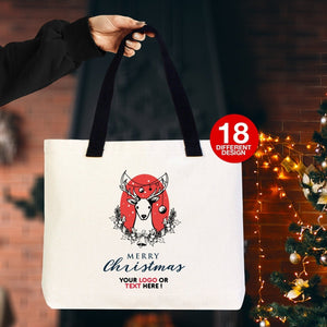 Personalized Christmas Tote Bag – Holiday Designs (18 Options), 18"x14"x3" – Add Name or Logo - Pamusan.com