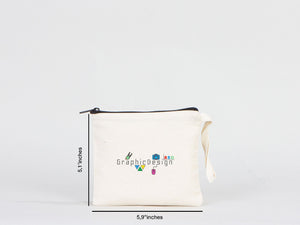 Personalized Coin Purse, 6"W x 5"H Zippered Pouch Bag, Coin Pouch Bag, Linen Coin Purse with Zipper, Linen Coin Case - Pamusan.com