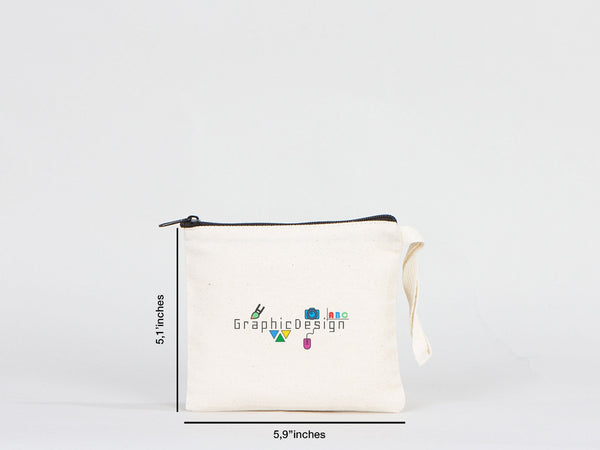 Personalized Coin Purse, 6"W x 5"H Zippered Pouch Bag, Coin Pouch Bag, Linen Coin Purse with Zipper, Linen Coin Case - Pamusan.com