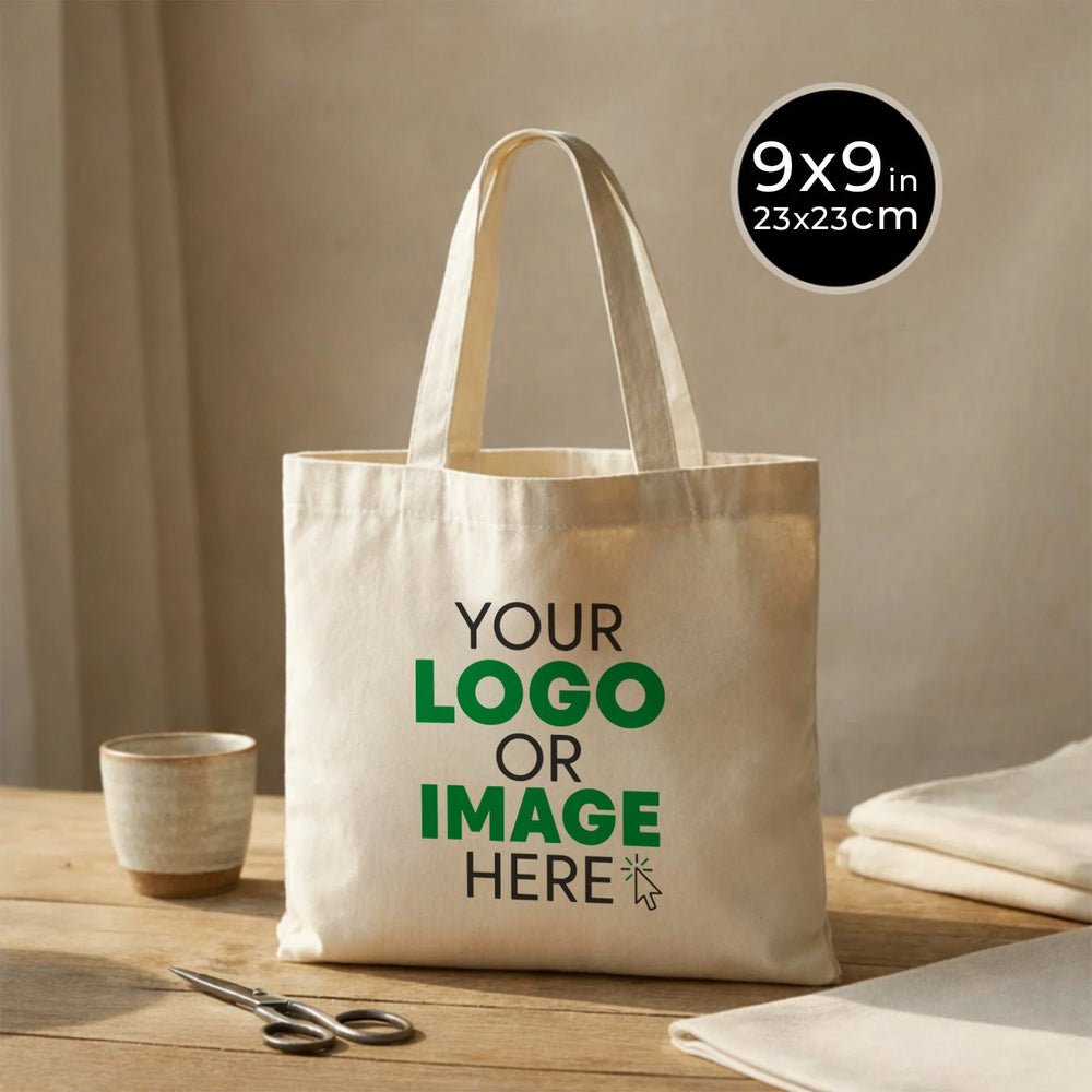 Personalized Cotton Tote Bag – 9" x 9" Lightweight Reusable Custom Print - Pamusan.com