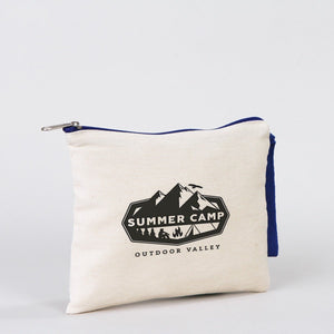 Personalized Dark Blue Zippered Clutch Bag – 8"x6" Custom Cotton Pouch - Pamusan.com