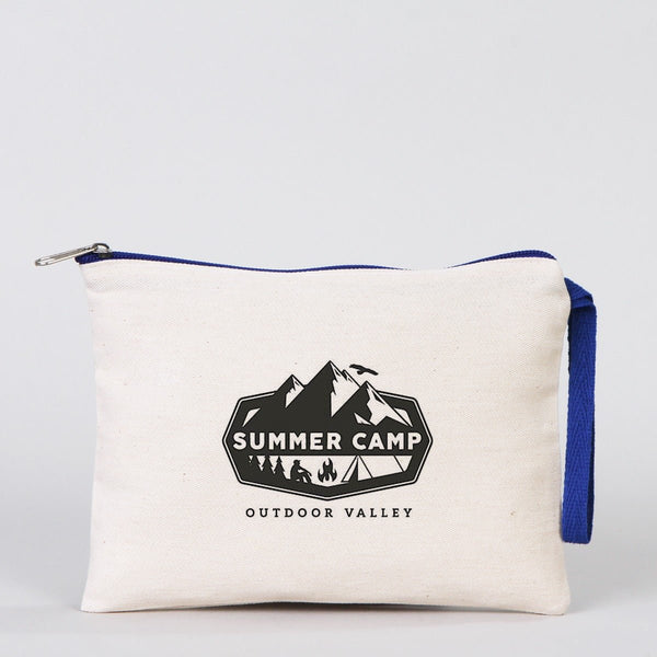 Personalized Dark Blue Zippered Clutch Bag – 8"x6" Custom Cotton Pouch - Pamusan.com