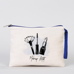 Personalized Dark Blue Zippered Clutch Bag – 8"x6" Custom Cotton Pouch - Pamusan.com