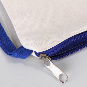 Personalized Dark Blue Zippered Clutch Bag – 8"x6" Custom Cotton Pouch - Pamusan.com