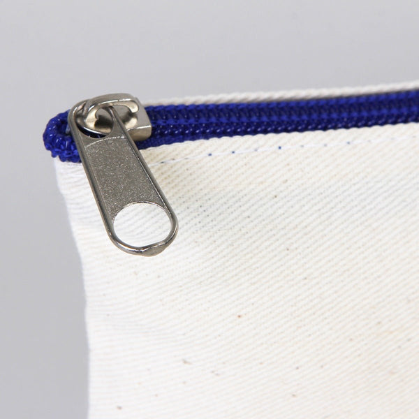 Personalized Dark Blue Zippered Clutch Bag – 8"x6" Custom Cotton Pouch - Pamusan.com