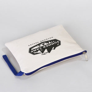 Personalized Dark Blue Zippered Clutch Bag – 8"x6" Custom Cotton Pouch - Pamusan.com