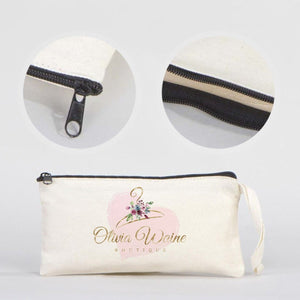 Personalized Fabric Pencil Case – 8"x4" Cotton Makeup Bag with Zipper - Pamusan.com