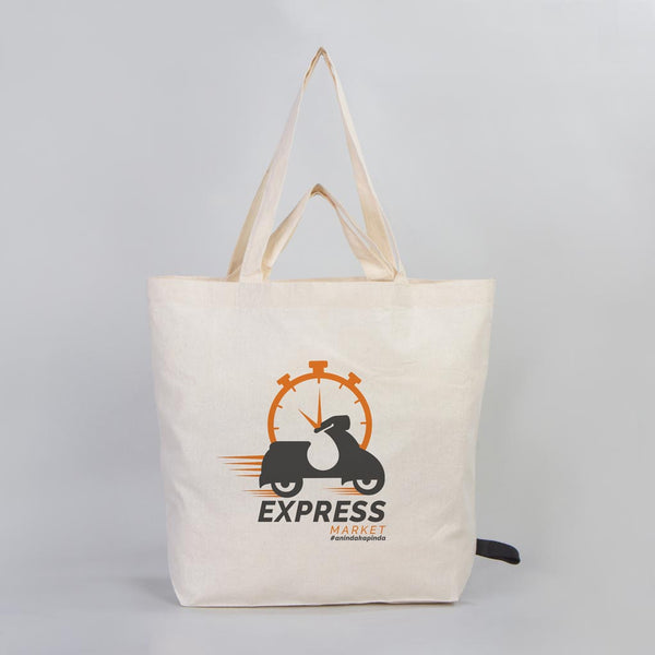 Personalized Foldable Cotton Shopping Tote Bag – 19" × 16" × 4" – 4 oz - Pamusan.com