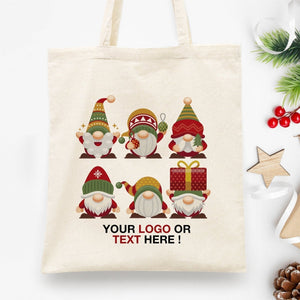 Personalized Gnomie Christmas - 14"W x 16"H (35 cm x 40 cm) Tote Bag - Pamusan.com
