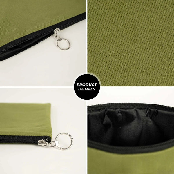 Personalized Green Cotton Clutch Pouch – 12" × 8" (30 × 21 cm) – 10 oz Fabric - Pamusan.com