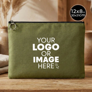 Personalized Green Cotton Clutch Pouch – 12" × 8" (30 × 21 cm) – 10 oz Fabric - Pamusan.com