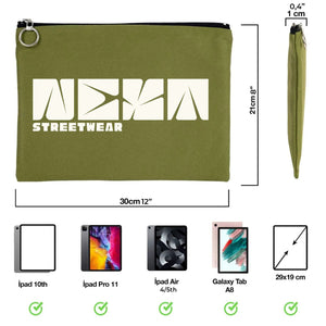 Personalized Green Cotton Clutch Pouch – 12" × 8" (30 × 21 cm) – 10 oz Fabric - Pamusan.com