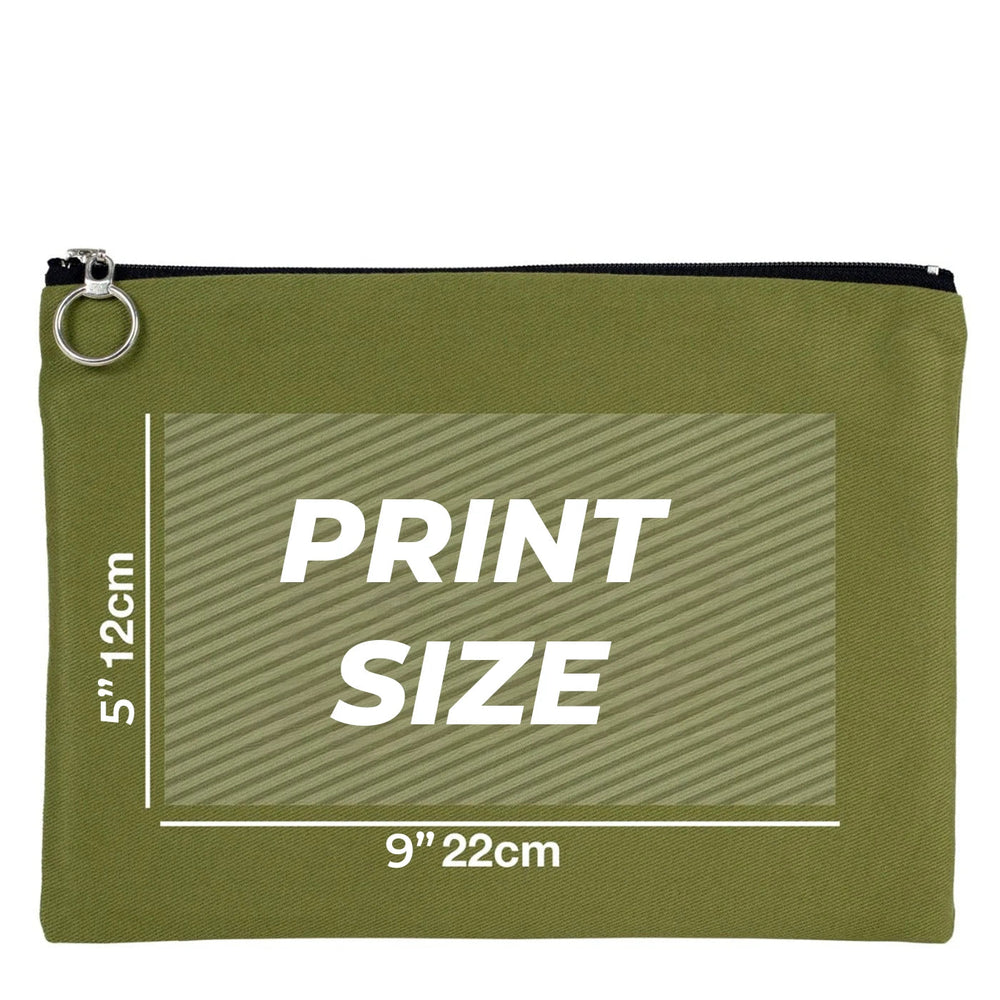 Personalized Green Cotton Clutch Pouch – 12" × 8" (30 × 21 cm) – 10 oz Fabric - Pamusan.com
