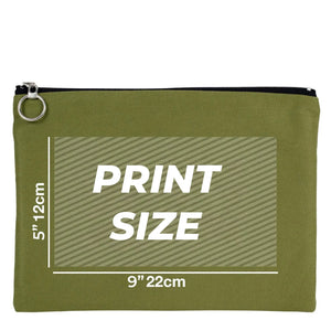 Personalized Green Cotton Clutch Pouch – 12" × 8" (30 × 21 cm) – 10 oz Fabric - Pamusan.com