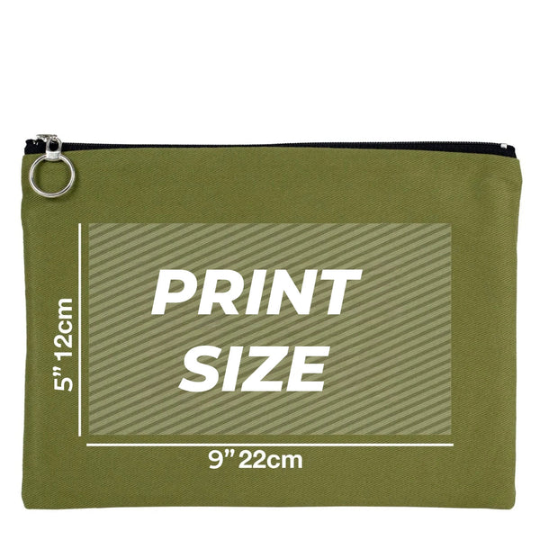 Personalized Green Cotton Clutch Pouch – 12" × 8" (30 × 21 cm) – 10 oz Fabric - Pamusan.com