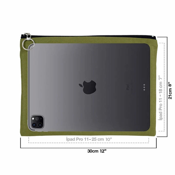 Personalized Green Cotton Clutch Pouch – 12" × 8" (30 × 21 cm) – 10 oz Fabric - Pamusan.com