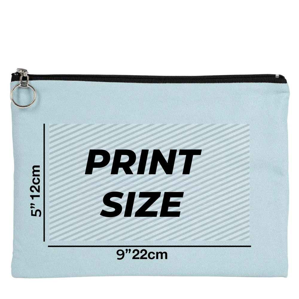 Personalized Light Blue Cotton Clutch Pouch – 12" × 8" (30 × 21 cm) – 10 oz Fabric - Pamusan.com